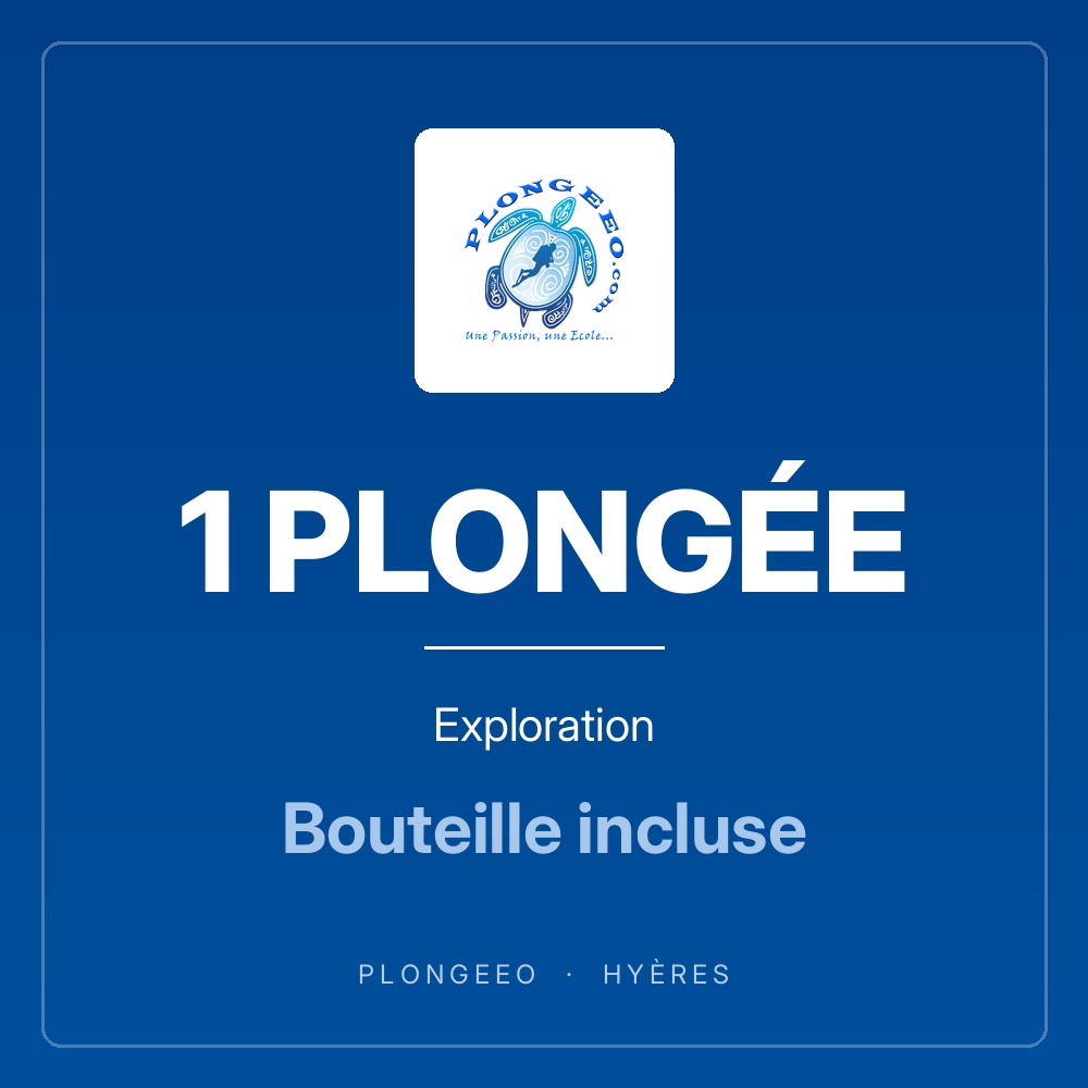 1 PLONGÉE, exploration, bouteille incluse. PlongeeO à Hyères.