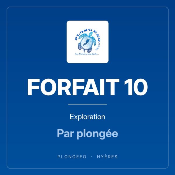 FORFAIT 10 Exploration FORFAIT 10, exploration, par plongée. PlongeeO à Hyères.