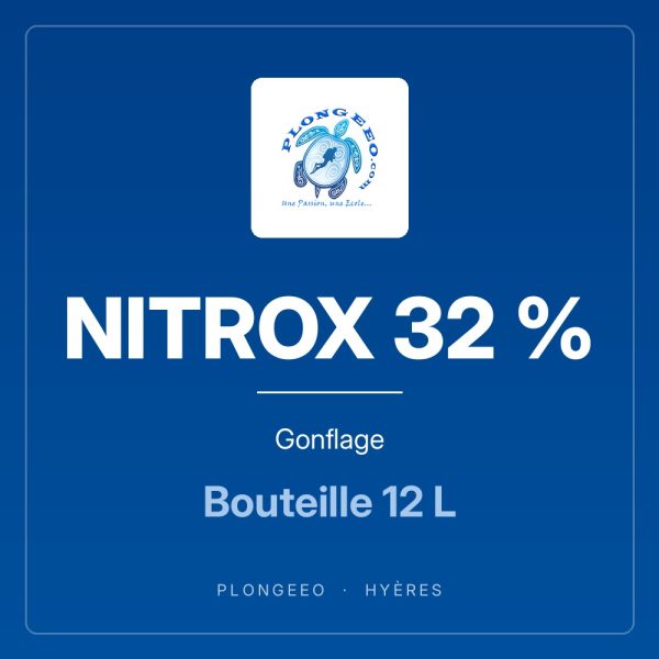 NITROX 32 % Gonflage NITROX 32 %, gonflage, bouteille 12 l. PlongeeO à Hyères.
