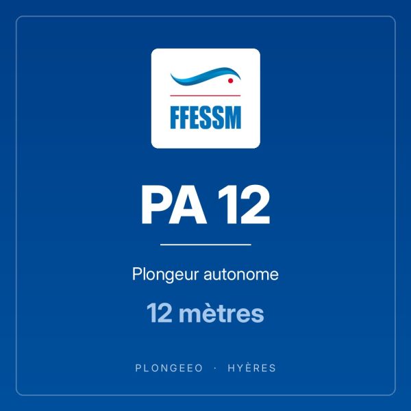PA 12 Plongeur autonome PA 12, plongeur autonome, 12 mètres. PlongeeO à Hyères.