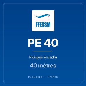 PE 40, plongeur encadré, 40 mètres. PlongeeO à Hyères.