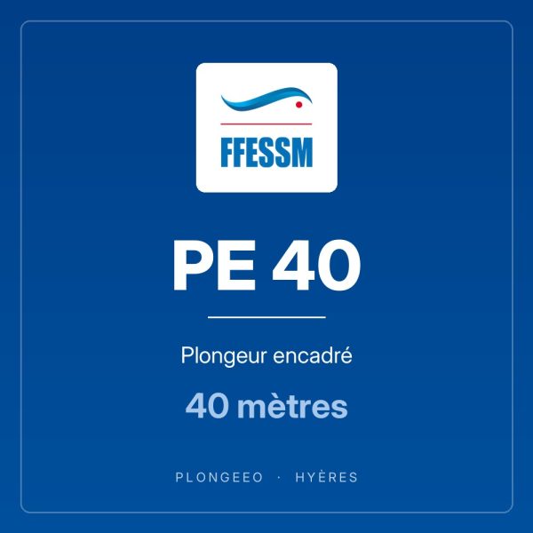PE 40, plongeur encadré, 40 mètres. PlongeeO à Hyères.