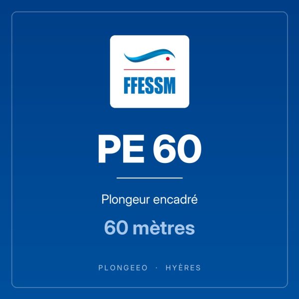 PE 60, plongeur encadré, 60 mètres. PlongeeO à Hyères.