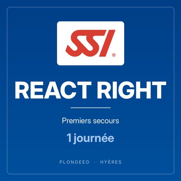 REACT RIGHT, premiers secours, 1 journée. PlongeeO à Hyères.